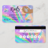 Loyalty Card Nails Creditcard Holographic Visitekaartje (Voorkant / Achterkant)