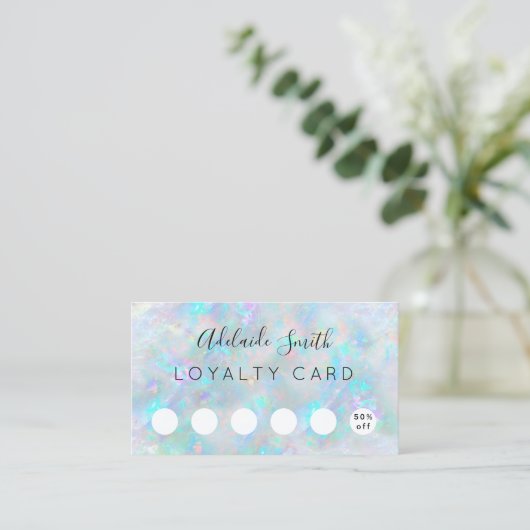 Loyalty Card Pastel Kleuren Opaal Textuur Visitekaartje (Staand voorkant)
