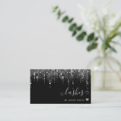Loyalty Card Pretty Drips Silver Glitter Rain Visitekaartje (Staand voorkant)