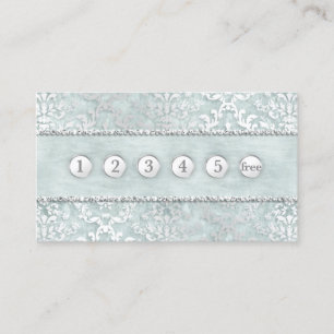 Loyalty Card Sage Green Glimmer Damask Silver Visitekaartje