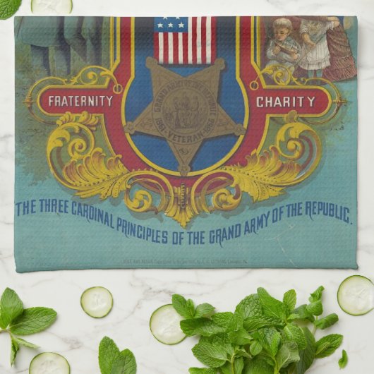 Loyalty, Charity en Frathood GAR Tea Towel Theedoek (Gevouwen)