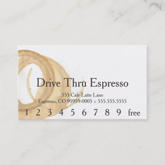 Loyalty Cheltenham Font Coffee Stain Punchcard (Voorkant)