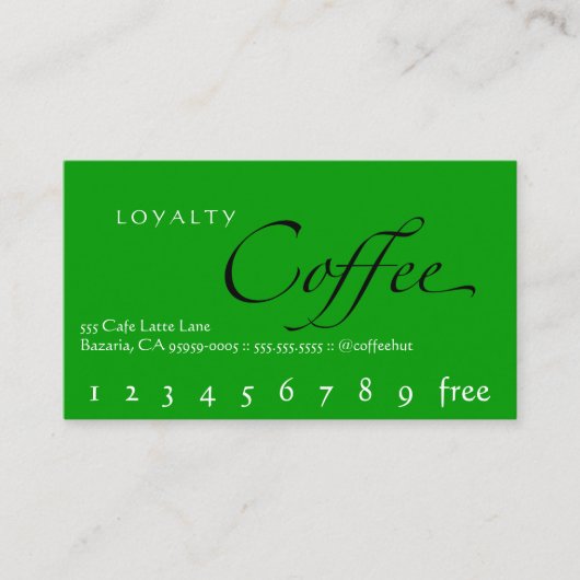 Loyalty Coffee Punchcard Green (Voorkant)