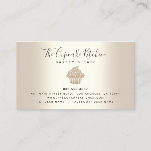 Loyalty Cupcake Bakkerij Chef Gold Glitter Drips Visitekaartje (Achterkant)