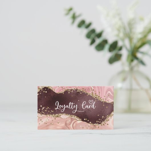 Loyalty Glitzer Card 5 Nails Lashes Visitekaartje (Staand voorkant)