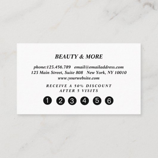 Loyalty Glitzer Card 5 Nails Lashes Visitekaartje (Achterkant)