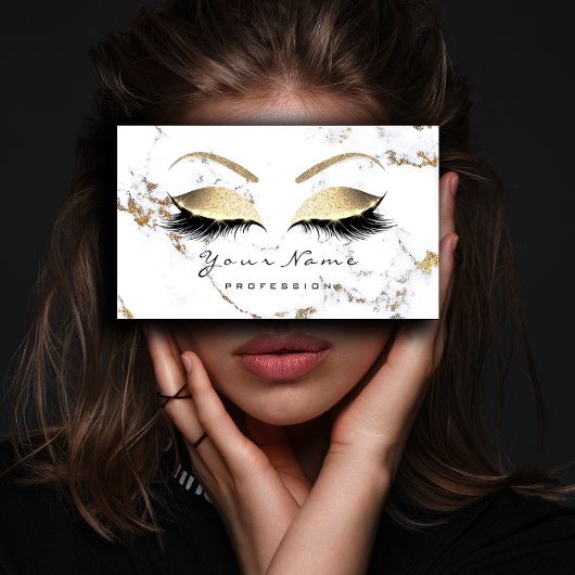 Loyalty Kaart 10 Makeup Lash Extension Marble Gold