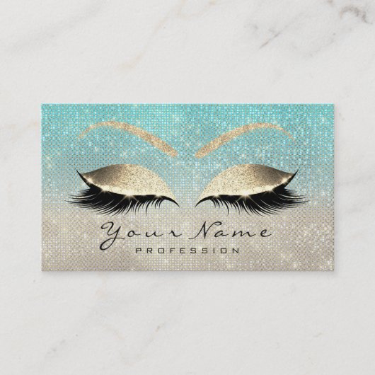 Loyalty Kaart 10 Makeup Lashes Extension Blue Gold (Voorkant)