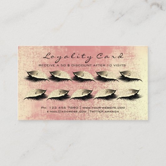 Loyalty Kaart 10 Makeup Lashes Extension Peach Roo (Achterkant)