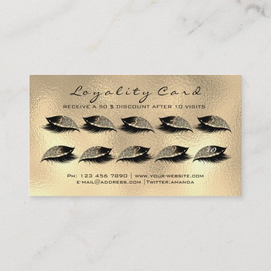 Loyalty Kaart 10 Makeup Lashes Extension Sepia Gol (Achterkant)