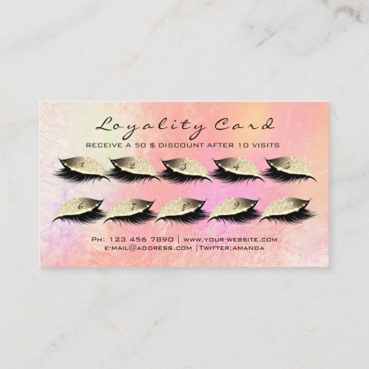 Loyalty Kaart 10 Makeup Lashes Uitbreidingsroze (Achterkant)