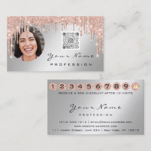 Loyalty Kaart 10 Punch Crown Silver QR Logo Foto Visitekaartje