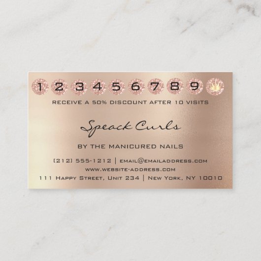 Loyalty Kaart 10 Punch Curly Hairdresser Girl Visitekaartje (Achterkant)