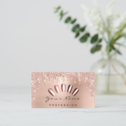 Loyalty Kaart 10 Punch Golden Grown Roos Nails Visitekaartje (Staand voorkant)