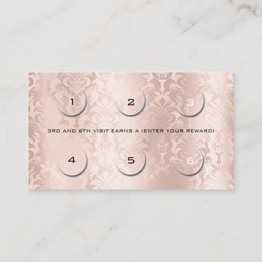Loyalty Kaart 6 Beauty Damask Lashe Studio SPA Roz (Achterkant)