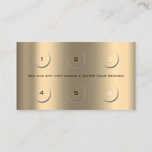 Loyalty Kaart 6 Beauty Lashes Gold Makeup Artist (Achterkant)