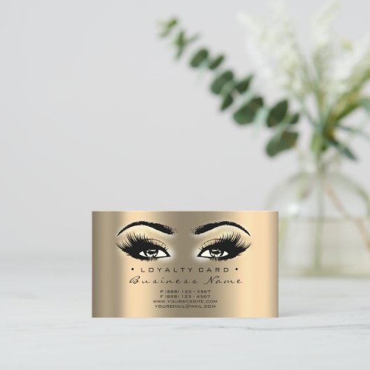 Loyalty Kaart 6 Beauty Lashes Gold Makeup Artist (Staand voorkant)