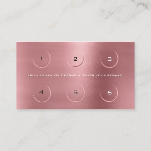 Loyalty Kaart 6 Beauty Lashes Roos Pink Gold Bean (Achterkant)