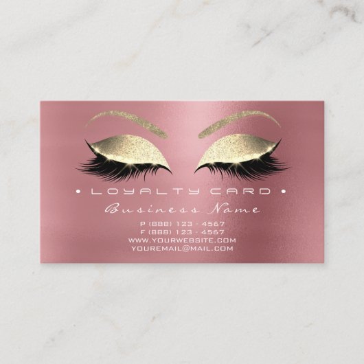 Loyalty Kaart 6 Beauty Lashes Roos Pink Gold Bean (Voorkant)
