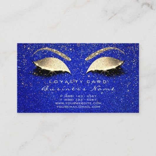 Loyalty Kaart 6 Beauty Makeup Lash Gold Crown Blue (Voorkant)