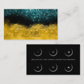 Loyalty Kaart 6 Beauty Salon Blauwgroen Blue Glitt (Voorkant / Achterkant)