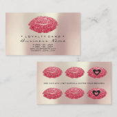 Loyalty Kaart 6 Beauty Salon Kiss Red Hearts Lips (Voorkant / Achterkant)