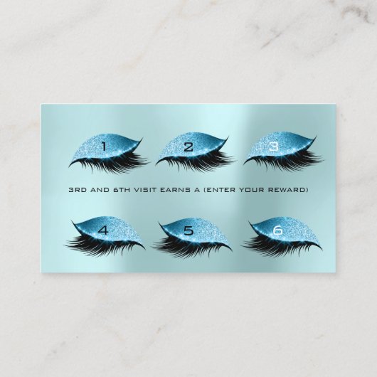 Loyalty Kaart 6 Beauty Salon Lash Aqua Roze Blauw (Achterkant)