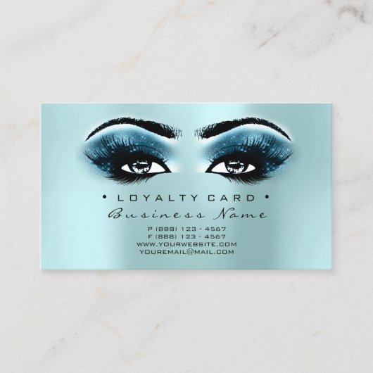 Loyalty Kaart 6 Beauty Salon Lash Aqua Roze Blauw (Voorkant)