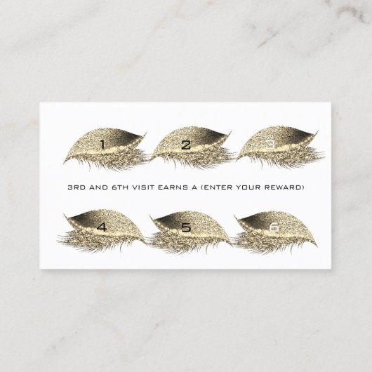 Loyalty Kaart 6 Beauty Salon Lash Black White Gold (Achterkant)