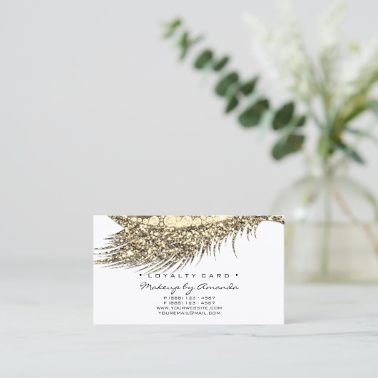 Loyalty Kaart 6 Beauty Salon Lash Black White Gold (Staand voorkant)