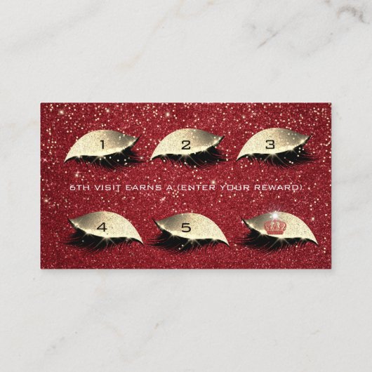 Loyalty Kaart 6 Beauty Salon Lash Gold Ruby Crown (Achterkant)
