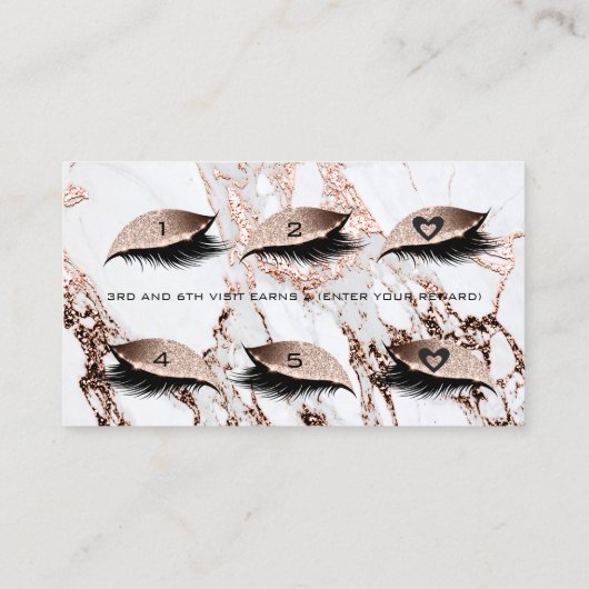 Loyalty Kaart 6 Beauty Salon Lash Marble Copper VI (Achterkant)