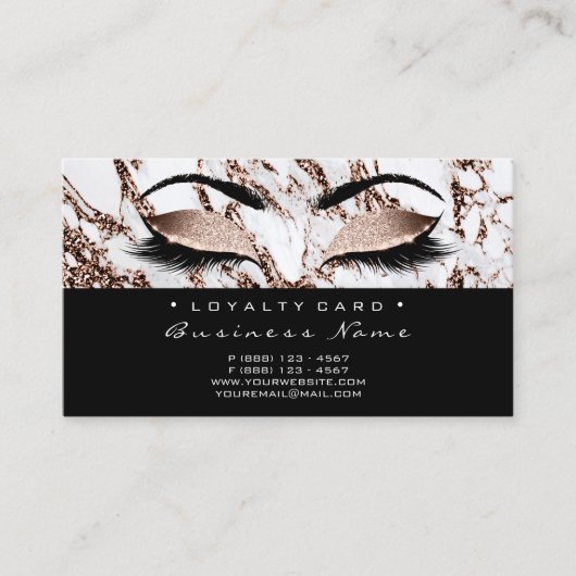 Loyalty Kaart 6 Beauty Salon Lash Marble Copper VI (Voorkant)