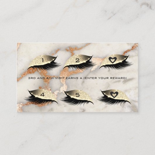 Loyalty Kaart 6 Beauty Salon Lash Marble Coral Gra (Achterkant)