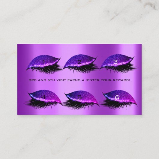 Loyalty Kaart 6 Beauty Salon Lash Paars Violet (Achterkant)