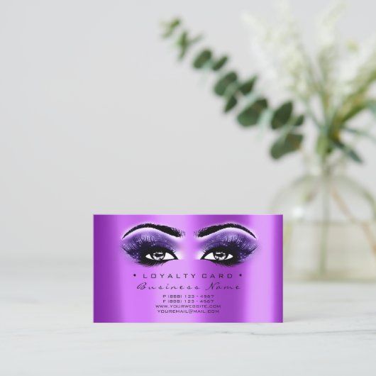 Loyalty Kaart 6 Beauty Salon Lash Paars Violet (Staand voorkant)