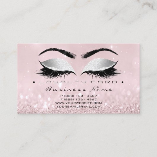 Loyalty Kaart 6 Beauty Salon Lash Pink Rose Gray (Voorkant)
