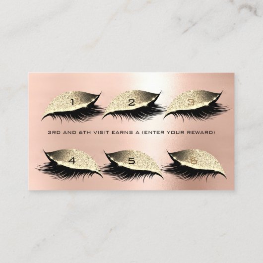 Loyalty Kaart 6 Beauty Salon Lash Roos Gold Blush (Achterkant)