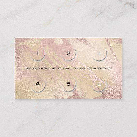 Loyalty Kaart 6 Beauty Salon Lash Roos Gold Marble (Achterkant)