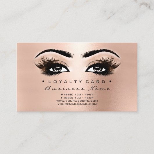 Loyalty Kaart 6 Beauty Salon Lash Roos Gold Pink (Voorkant)