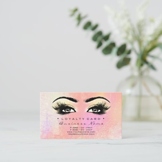 Loyalty Kaart 6 Beauty Salon Lash Roos Roze Peach (Staand voorkant)