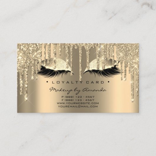 Loyalty Kaart 6 Beauty Salon Lash Spark Gold Drive (Voorkant)