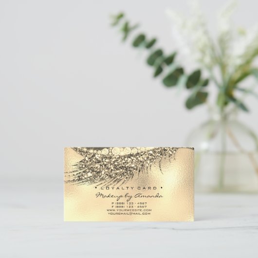 Loyalty Kaart 6 Beauty Salon Lashes Champaigne Gol (Staand voorkant)