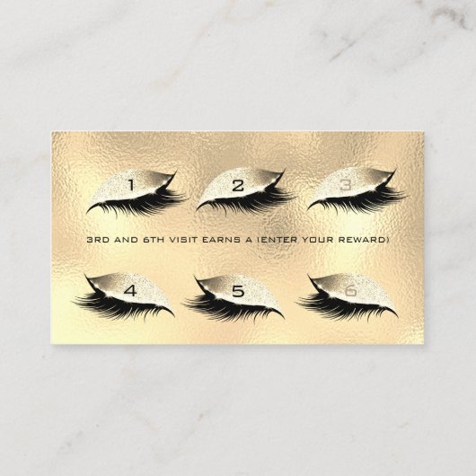 Loyalty Kaart 6 Beauty Salon Lashes Champaigne Gol (Achterkant)