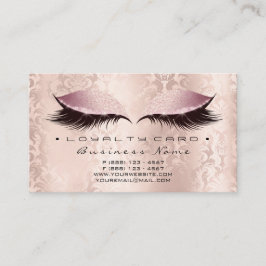 Loyalty Kaart 6 Beauty Salon Lashes Damask Pink Lu