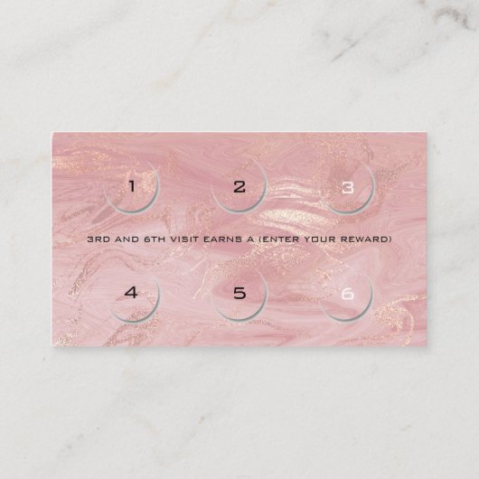 Loyalty Kaart 6 Beauty Salon Lashes Glitter Marble (Achterkant)