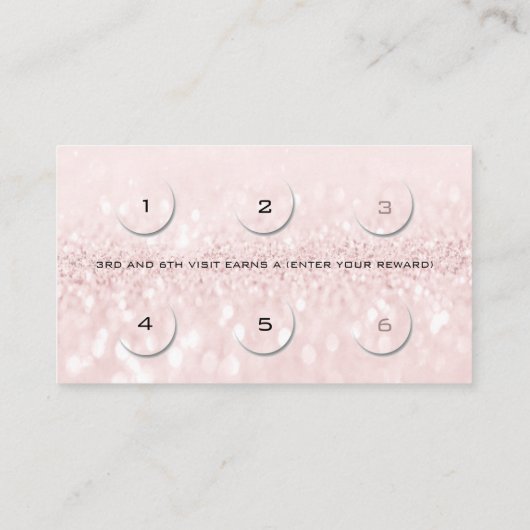 Loyalty Kaart 6 Beauty Salon Lashes Glitter Pink (Achterkant)