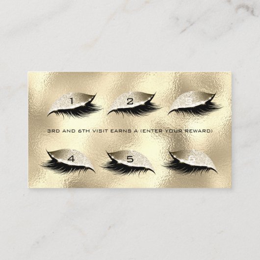 Loyalty Kaart 6 Beauty Salon Lashes Gold Glass Eye (Achterkant)
