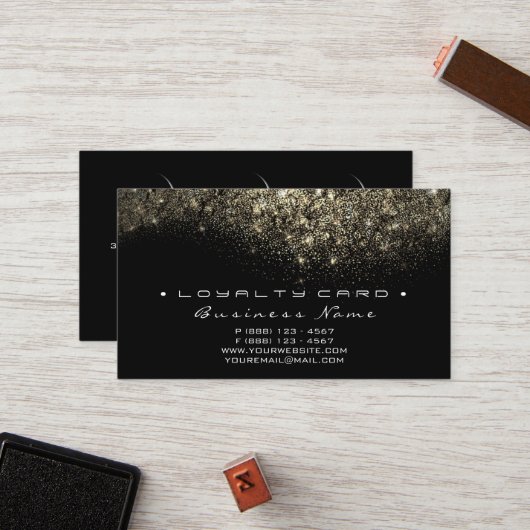 Loyalty Kaart 6 Beauty Salon Lashes Gold Glitter (Voorkant / Achterkant in situ)