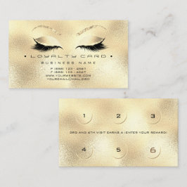 Loyalty Kaart 6 Beauty Salon Lashes Gold Glitter